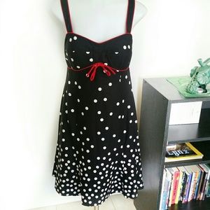 R & K Black, White & Red Polka dot Dress Size 8P
